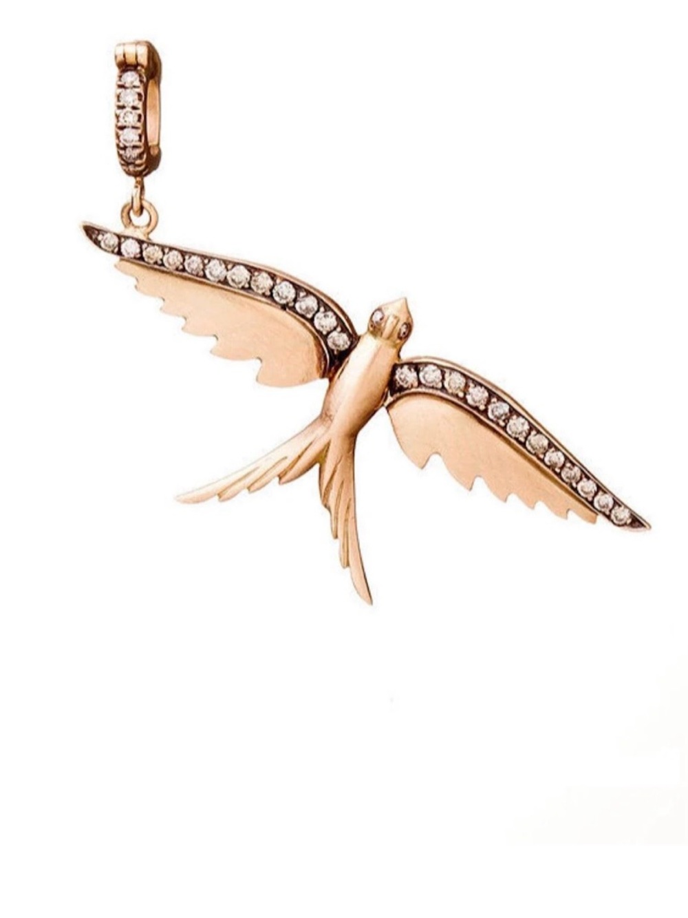 Rose Gold Swallow Pendant Necklace with Crystal Accents